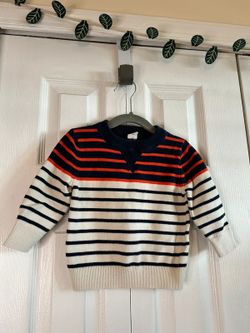 Baby gap beige, navy and orange striped sweater