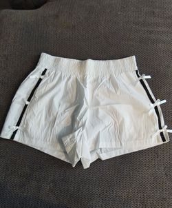White Athletic Shorts with Side Bow Detail