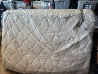 Full size bedframe, mattress, foam topper, padded mattress protector
