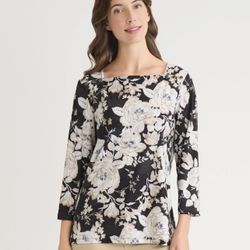 Floral Square Neck Top, Everyday Knit