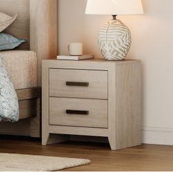 2-Drawer Nightstand in Light Wood Finish