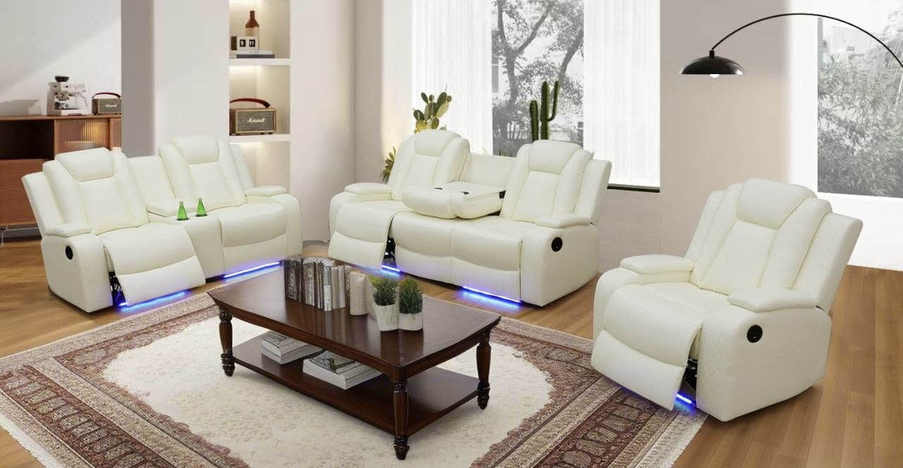 💥FREE DELIVERY💥Brand New POWER, LED, USB  3PC Reclining Sofa Loveseat Chair Set 