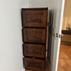 Wood 4 Drawer File Cabinet 