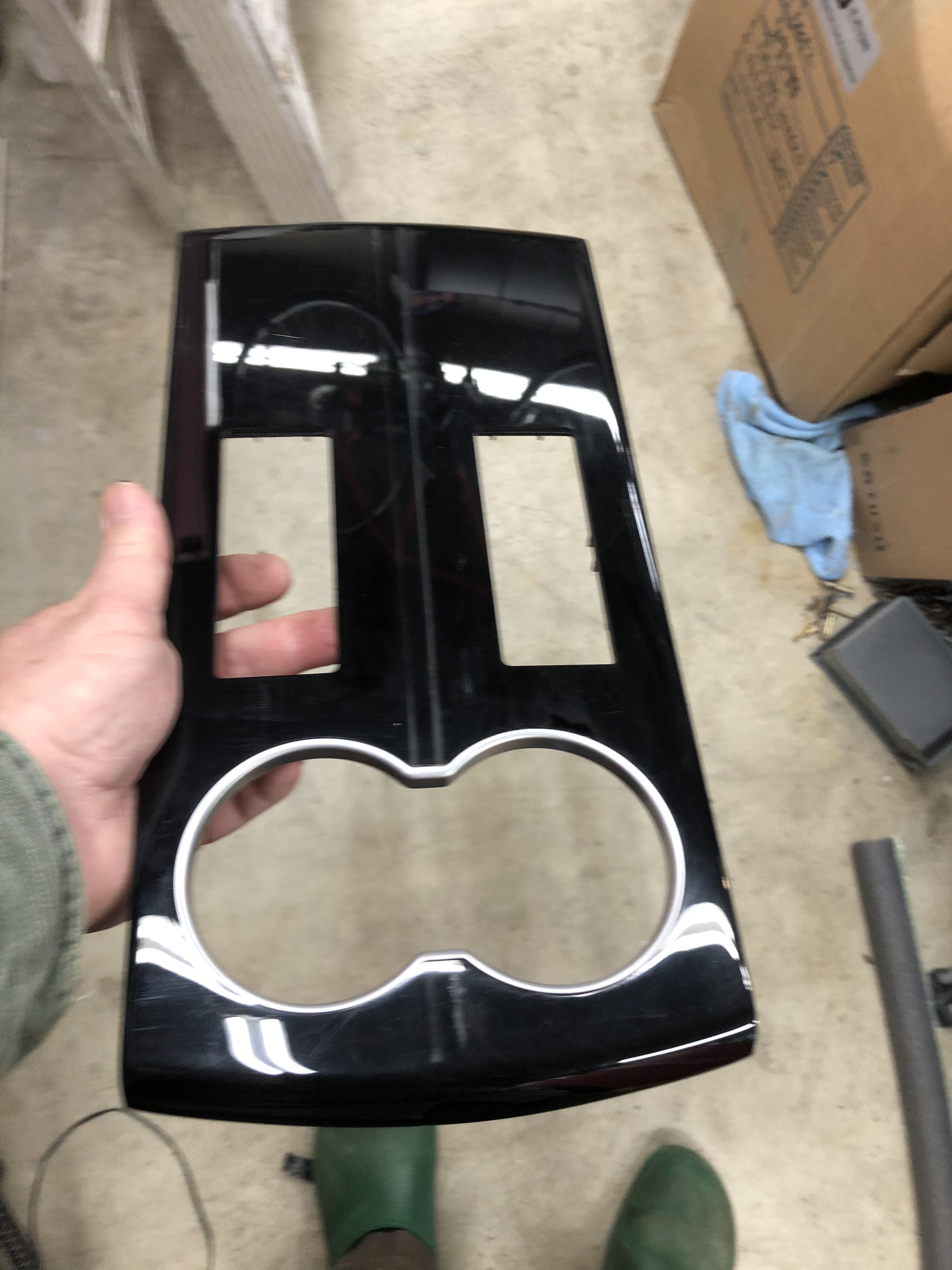 Tesla Model S & X Center Console Parts/Trim Piano Black, Yacht Floor, WiFi USB Hub & Leather Armcaps