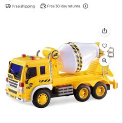 Memtes Friction Powered Cement Mixer Truck Toy with Lights and Sound for Kids