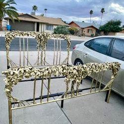 Gorgeous Vintage Gilt Gold Metal Grapevine King Bed Frame