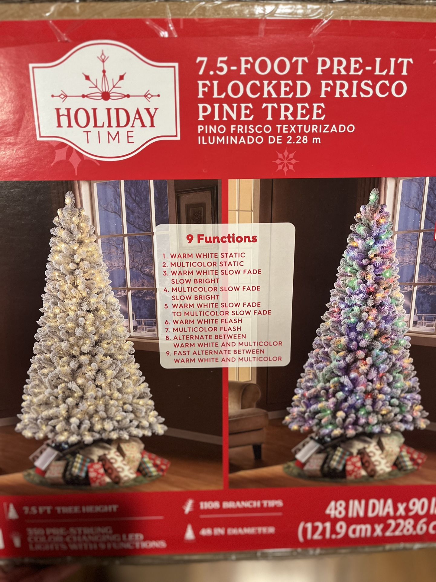 7.5 Ft Pre Lit Flocked Christmas Tree