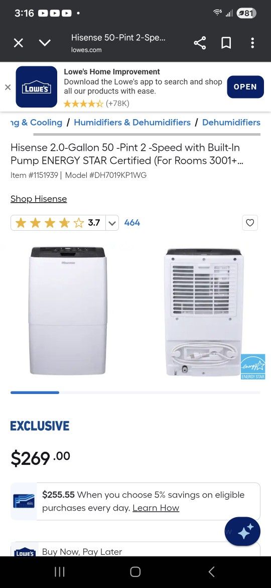 Hisense Dehumidifier 