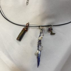 3 Handmade Pendants With One Black Cord