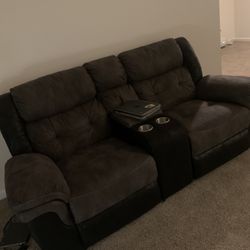 Dark Grey Theatre Sofa Set