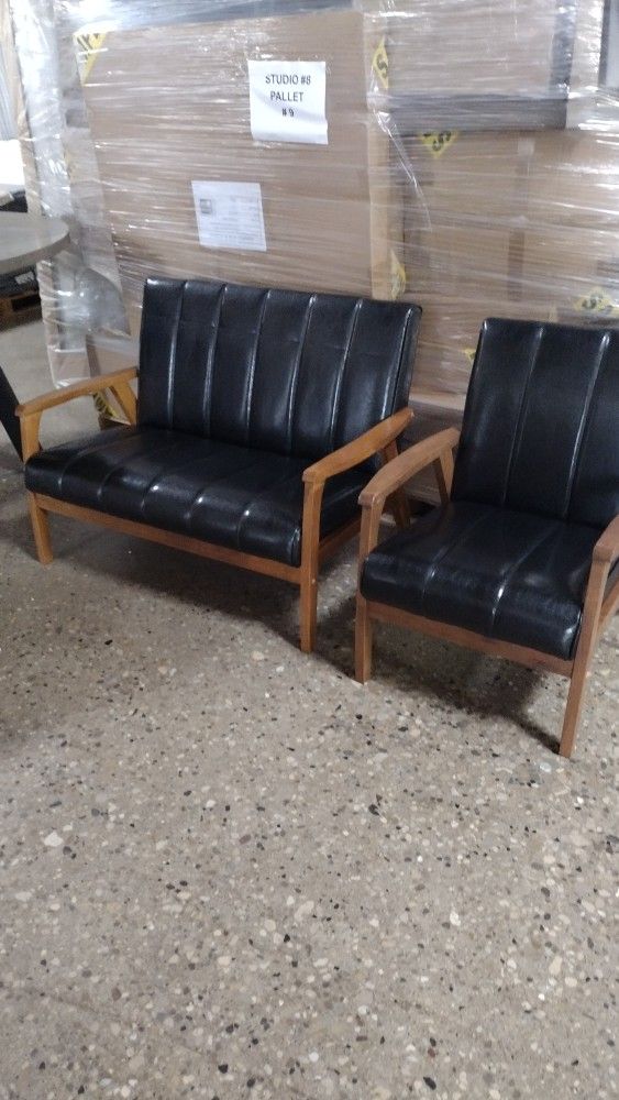 Mid Century Modern Style Loveseat And Chair