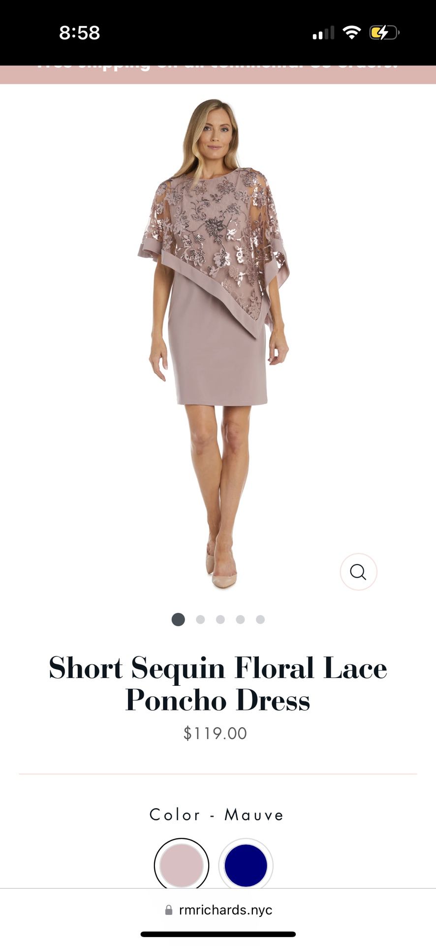 R&M Richards Short Sequin Floral Lace Poncho Dress