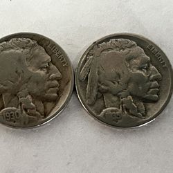 2 Buffalo Nickels 1930 F & 1939