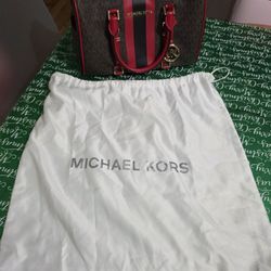 Michael Kors Bedford Travel Leather Brown/Red/Black Satchel