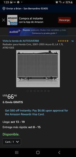 Radiator for honda or Acura 2001 to 2005 1.7L