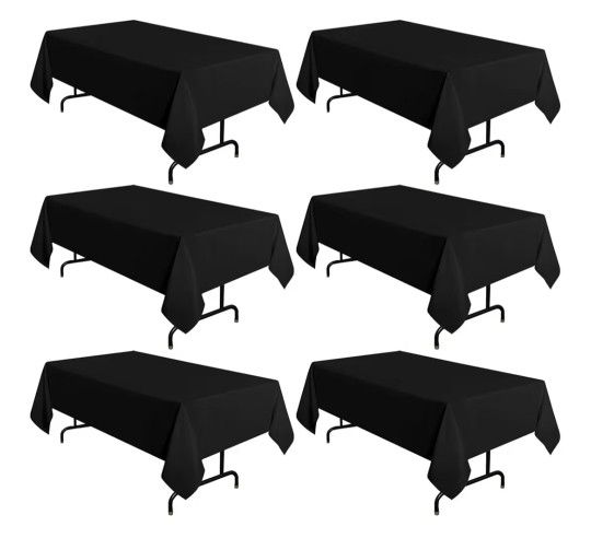 6 Pack Black Tablecloth 60 x 102 Inch