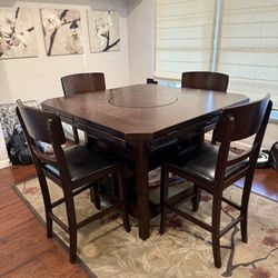 Counter Height Table With Leaf And 6 Chairs 