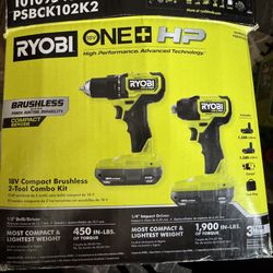 RYOBI ONE+ HP 18V Brushless Cordless Compact 1/2 in. Drill and Impact Driver Kit with (2) 1.5 Ah Batteries, Charger, and Bag
