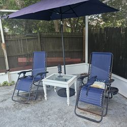 Lounge Chairs And Umbrella Patio Set 