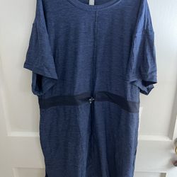 Athleta Coverup Dress S Cross Current Navy Blue Short Sleeve