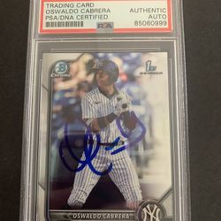 Oswaldo Cabrera Signed Autographed Bowman Chrome First 1st PSA COA Yankees