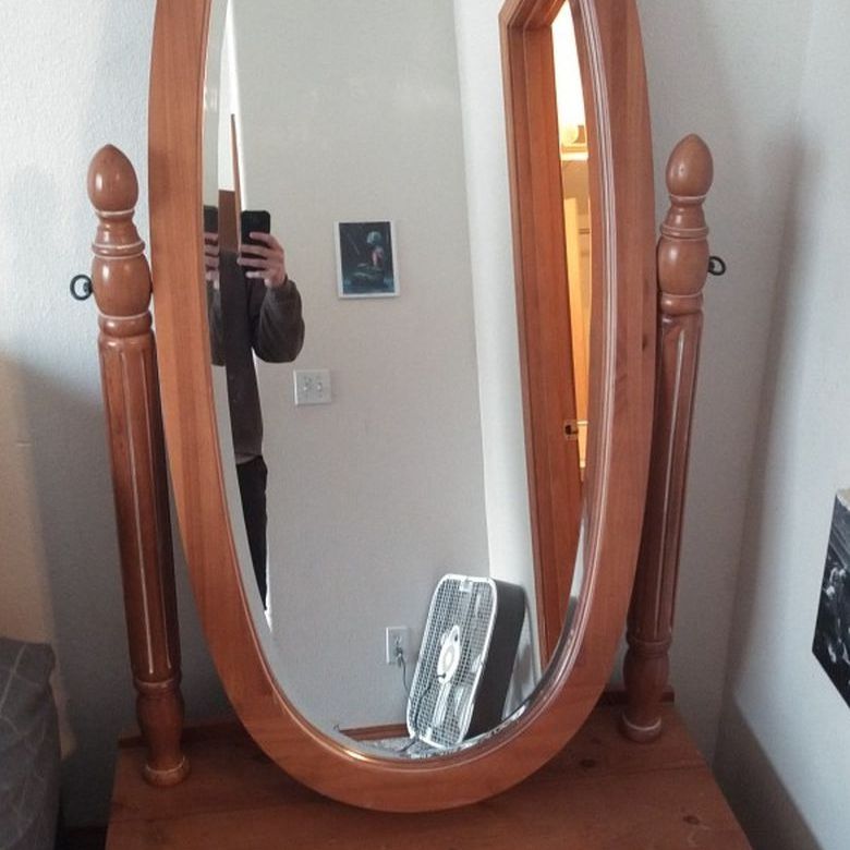 Solid Wood Stand-up Vanity Mirror