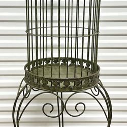 Vintage Inspired Ornate Iron Birdcage on Stand | French Country Style | About 52” Tall