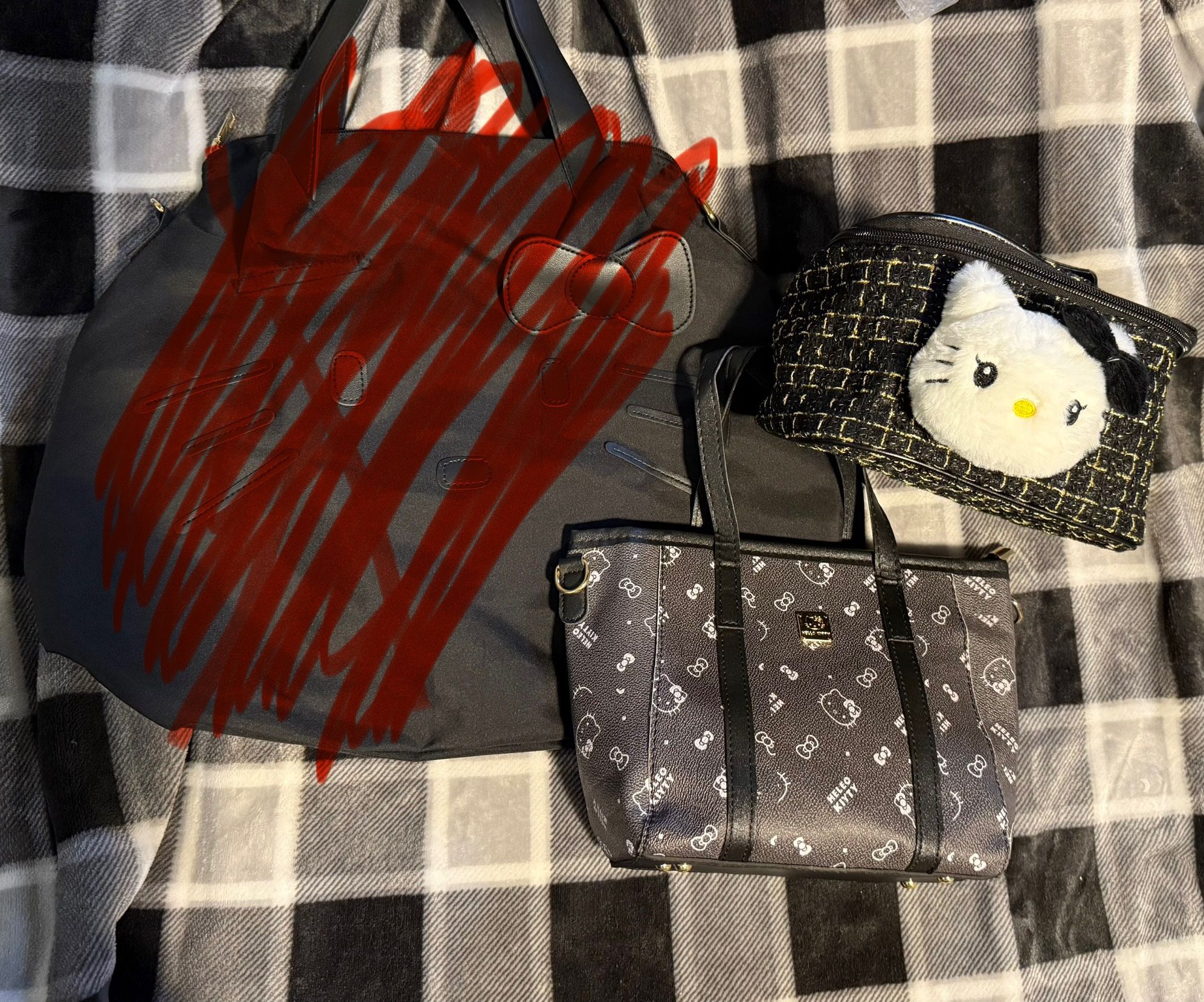 Hello Kitty Large And Small Purse And Make Up Bag Bundle
