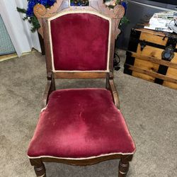 Antique Upholstered Crush Velvet Chair 