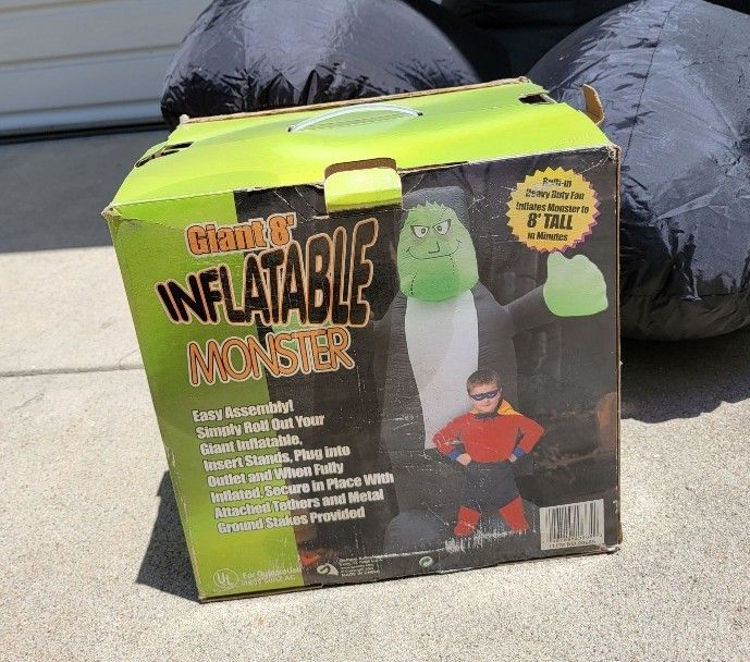 Like NEW Vtg Gemmy Halloween 8 Ft Self-Inflatable Lighted Giant Monster for Yard Decor