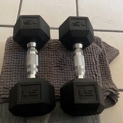 Set Of 15 Lbs Dumbbells 