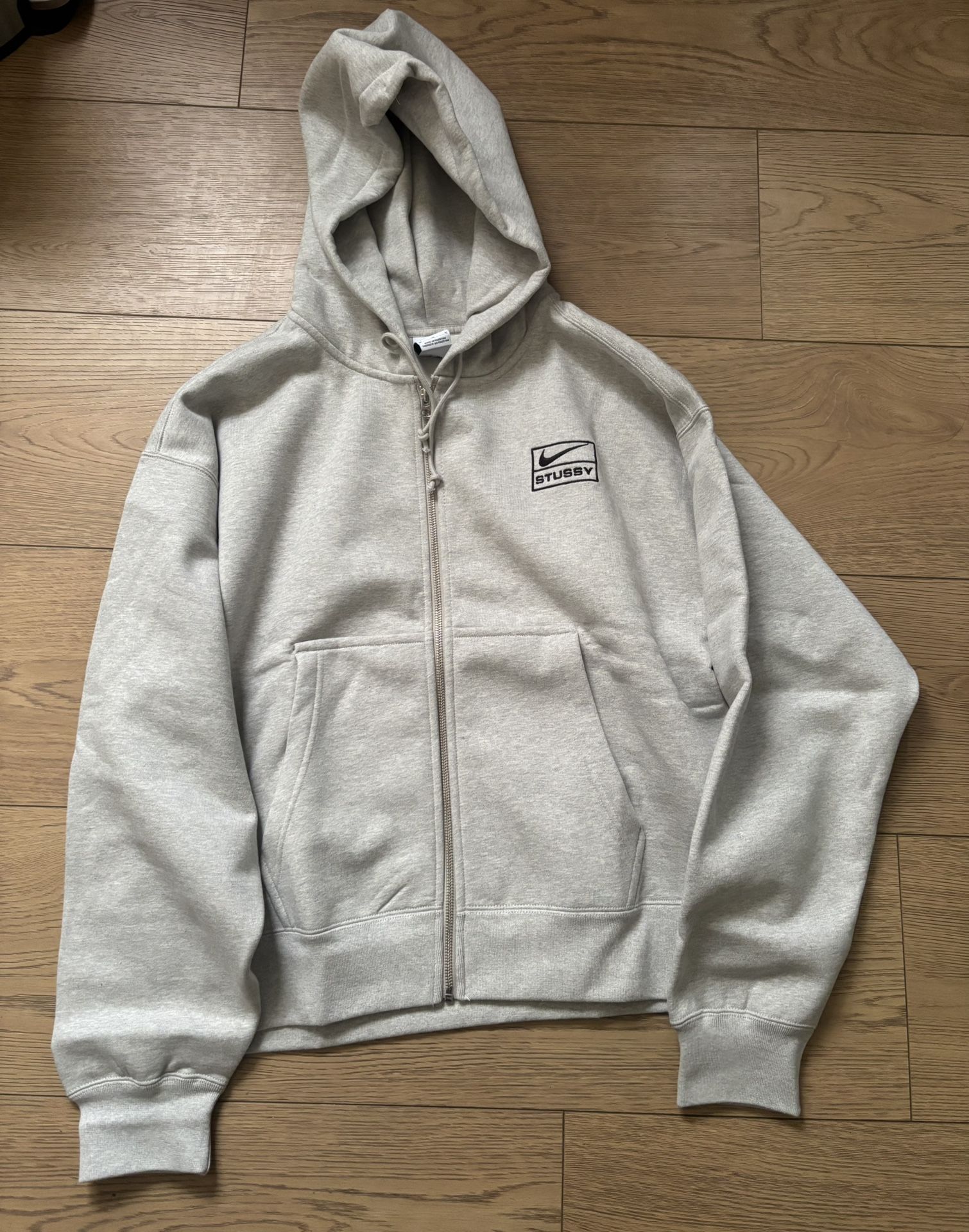 stussy & nike fleece zip hoodie grey heather / M