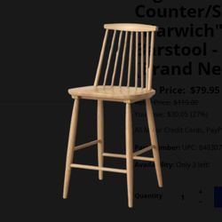 High Back Windsor Chair 24" Counter/Seat Height, "Harwich" (Natural Color) Barstool - by Threshold™ (Brand New)
