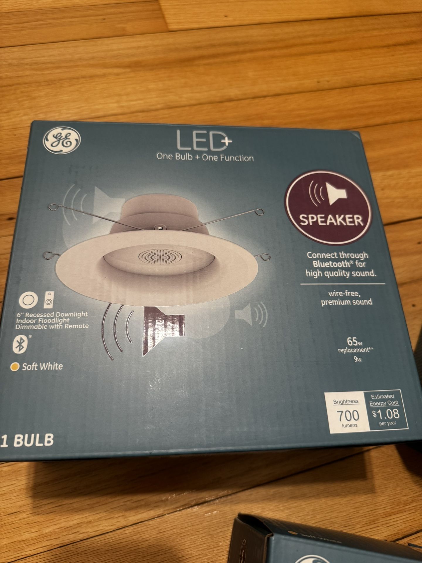 Set Of 3 GE Lighting LED+ Speaker Recessed Downlight Fixture 6 Inches Soft White Bluetooth Speaker Remote Included