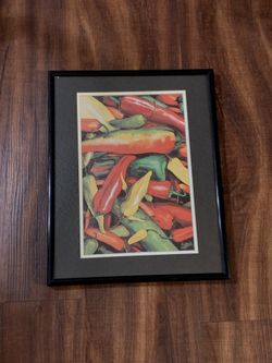 Chili Peppers Black Framed Art 11.5” x 14.5”