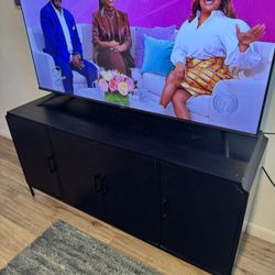 Black TV Stand with Cabinet Storage – $75 