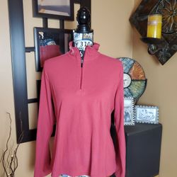 LANDS' END PINK 1/4 ZIP FLEECE PULLOVER!