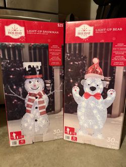 Holiday Time Light-Up Snowman and Bear Set