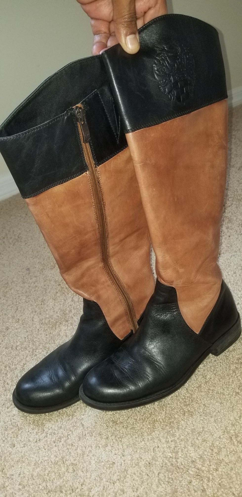 Vince Camuto Color Block Leather Boots 8M