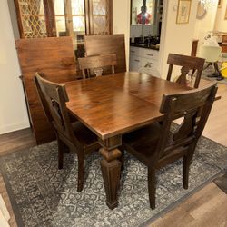 Solid Wood Extendable Dining Table And Chairs 