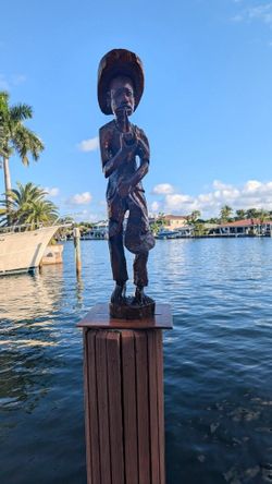 Custom-Made rare vintage Island Man handcrafted mahogany with epoxy glaze 35 inx12 in