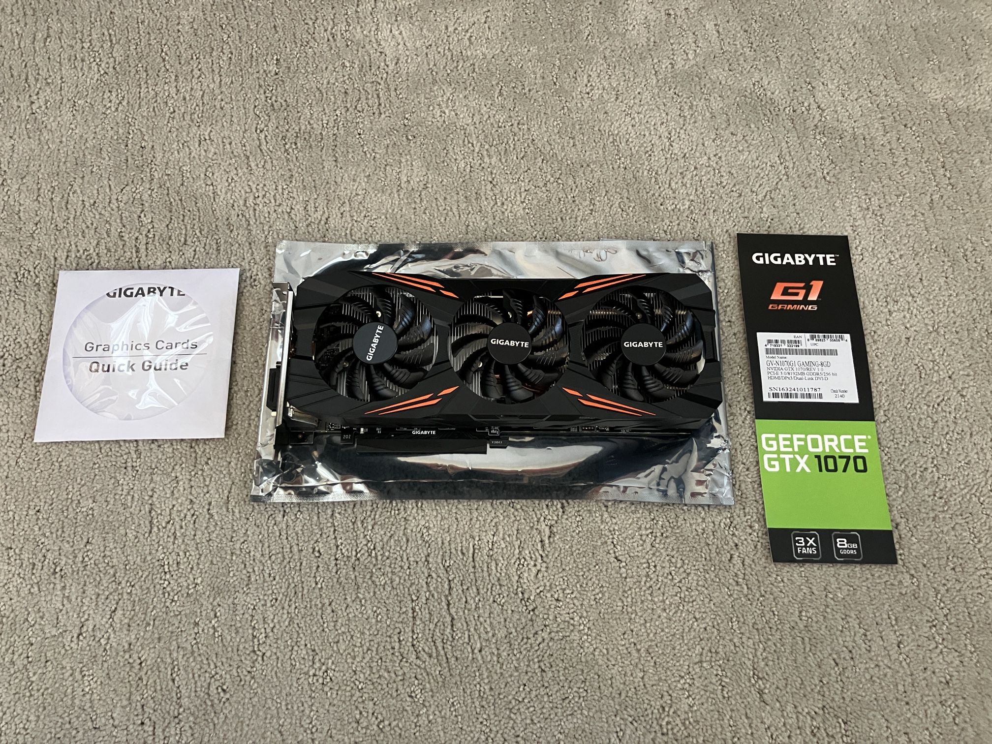 Gigabyte Nvidia Geforce GTX 1070 G1 Gaming 8GB Graphics Card