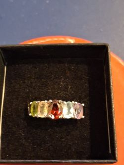 Multi semi precious gem stone ring