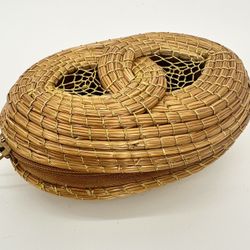 Brazilian Vegetable Gold Infinity Design Coin Purse Vegan 4.5" NWT