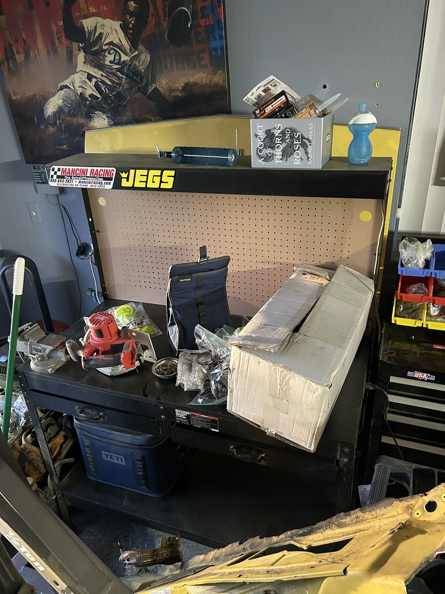 Work Table W/ Light And Pegboard