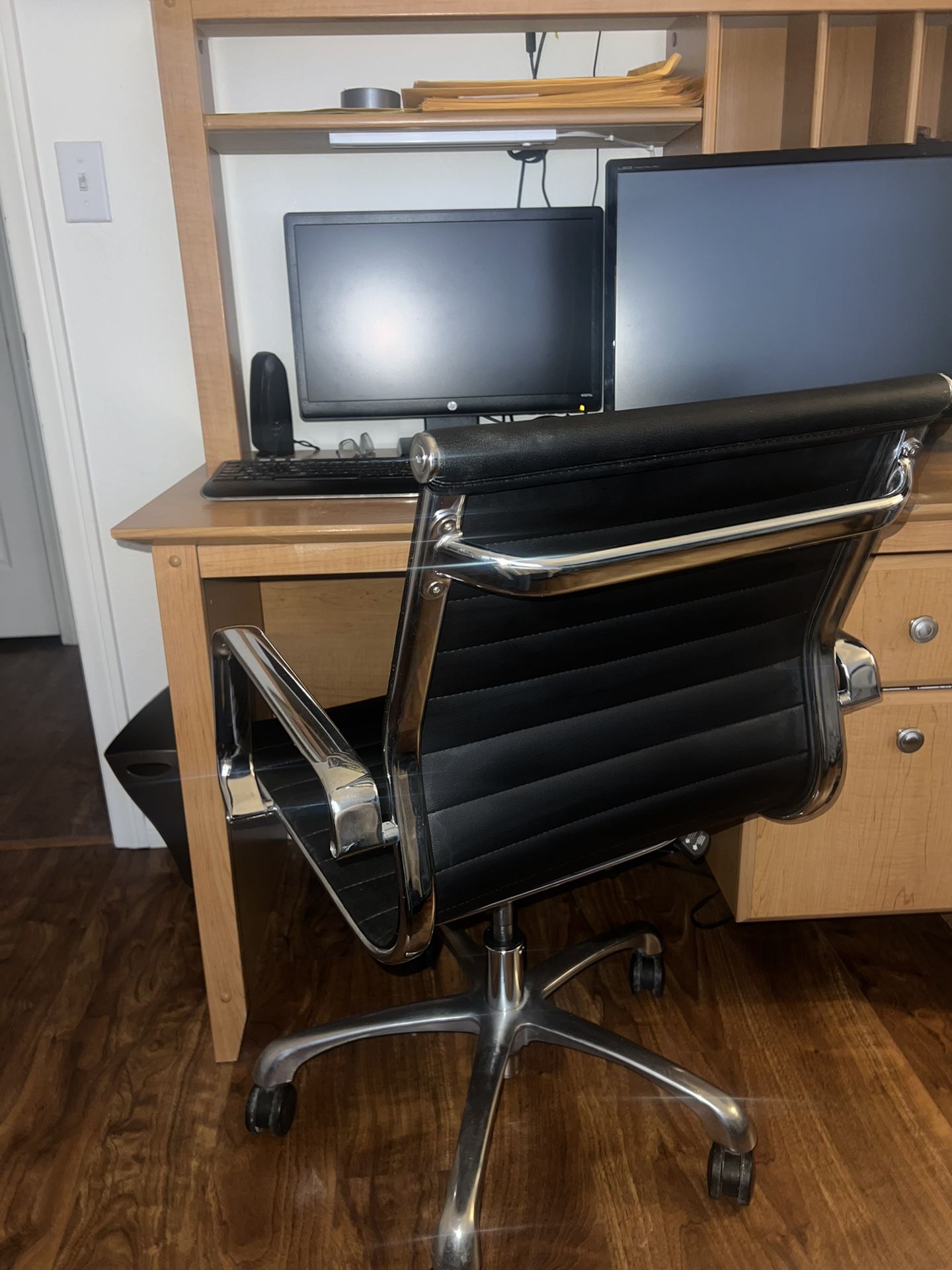 Desk Chair - Chrome & Faux Leather 