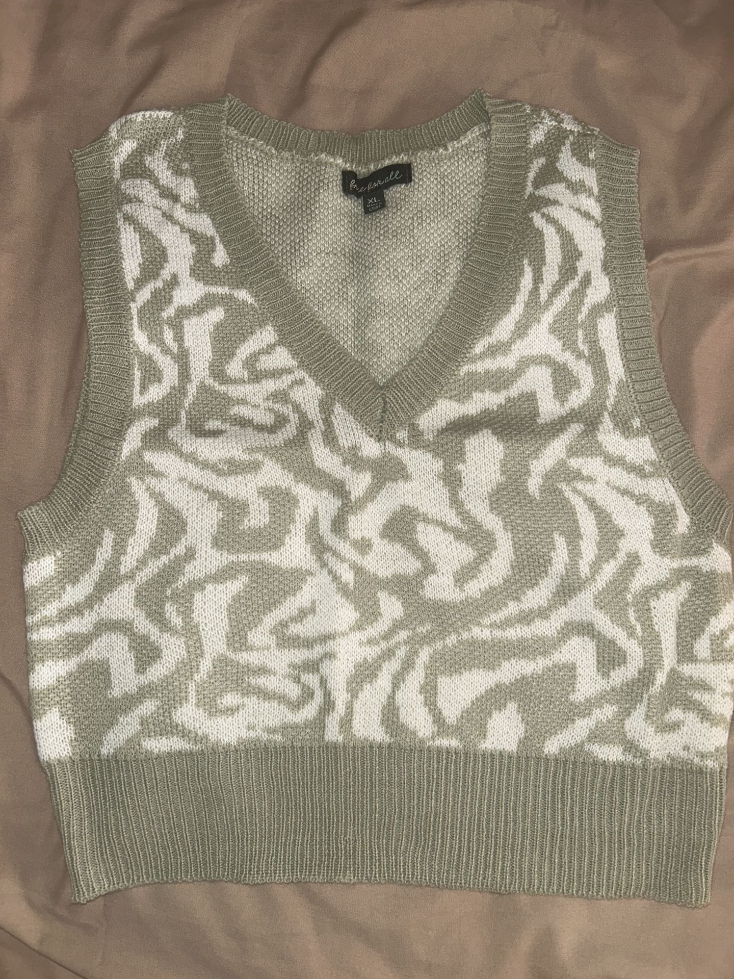 sage green and white sweater vest