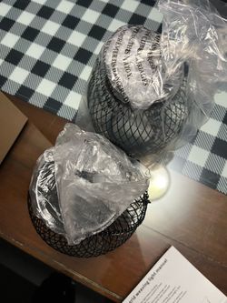 Brand New Outdoor Solar Hanging Lanterns - Waterproof Metal Grid Lights (Set)