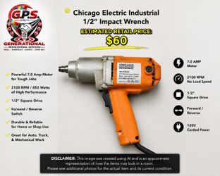 Chicago Electric Industrial 1/2” Electric Impact Wrench – Works Great – $30