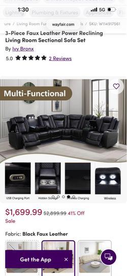 Black leather sectional